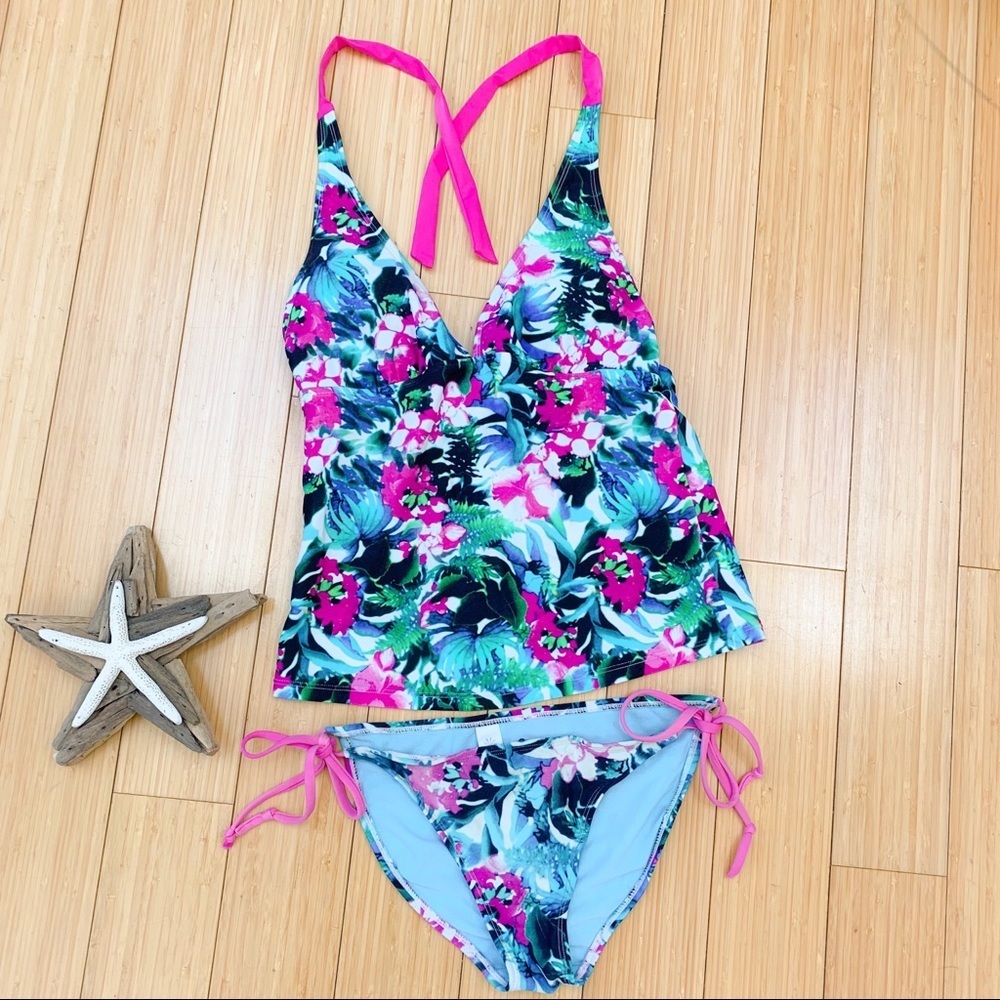Athleta Tropical Hibiscus Tankini Set, S.